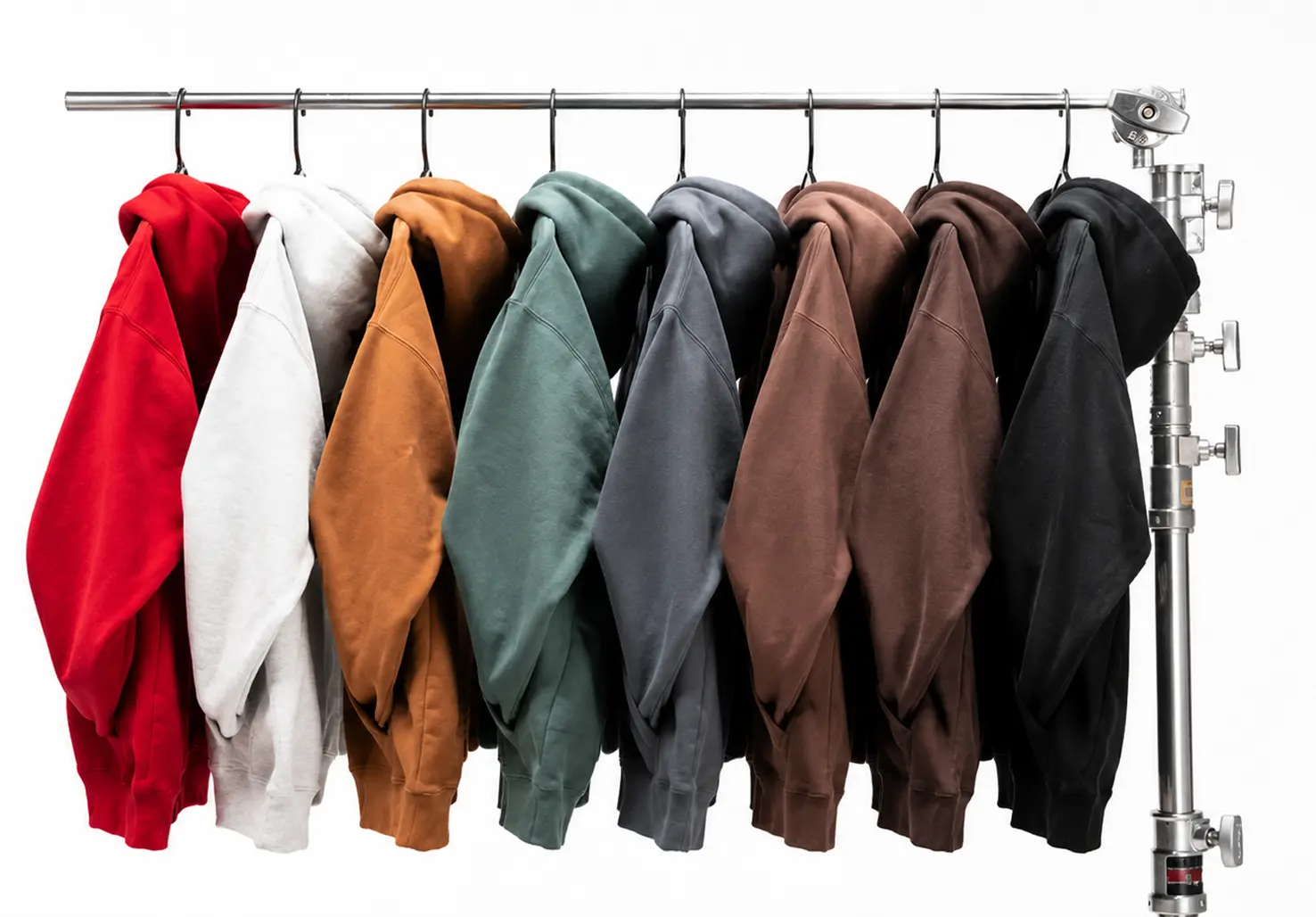 Winter collection rack of solid-color pieces